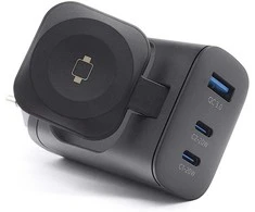 Powerbank Realpower kroviklis įrenginiams przenośnych Power bank, Išmanusis laikrodis, Planšetė Juodas Prąd zmienny Ładowanie belaidės Szybkie ładowanie Wewnętrzna