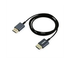 ROLINE 4K HDMI Ultra HD Kabelis mit Ethernet, ST/ST, ultra-slim, koaxial, juodas, 2 m
