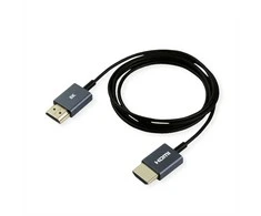ROLINE 8K HDMI Ultra HD Kabelis mit Ethernet, ST/ST, ultra-slim, koaxial, juodas, 1,5 m