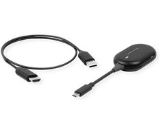ROLINE Drahtloses P2P-Anzeige-Dongle-Set, Tx+Rx, Wireless USB-C zu HDMI, 1080p, 20 m
