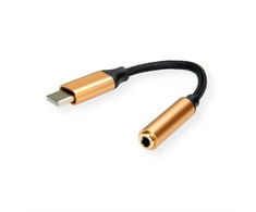 Adapteris USB Roline USB-C – lizdas 3,5 mm Auksinis (12.03.3223)