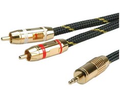 Tulip Roline Gold 3,5 mm stereo garso jungiamasis laidas – 2x tulpė, M/M, 10 m