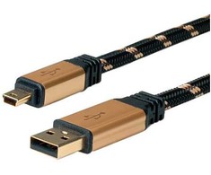 Roline Kabelis USB Triton USB-A - miniUSB 3 m Juodai-auksinė (11.02.8823)