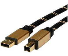 Kabelis USB Roline USB-A - USB-B 4.5 m Juodas Auksinis (JAB-1127658)
