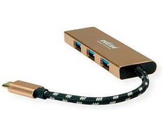 HUB USB Roline Koncentrator GOLD USB 3.2 Gen 1, 4 porty, kabelis połączeniowy typu C