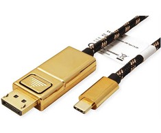 Roline Kabelis adapteris GOLD USB C tipas - DisplayPort, v1.2, M/M, 1 m