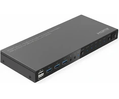 ROLINE KVM Switch, HDMI 4K, USB, 1 User - 4 PC, mit 3-Port USB-Hub