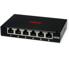 ROLINE Mini-Patchpanel, Cat.6A (Class EA), 6x RJ45, 0,5HE, geschirmt, juodas