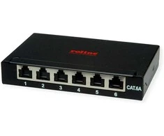 ROLINE Mini-Patchpanel, Cat.6A (Class EA), 6x RJ45, 0,5HE, geschirmt, juodas
