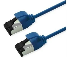 ROLINE S/FTP Patchkabel Kat.8.1, Slim, PoE, blau, 2m