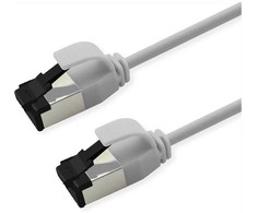 ROLINE S/FTP Patchkabel Kat.8.1, Slim, PoE, baltas, 1m