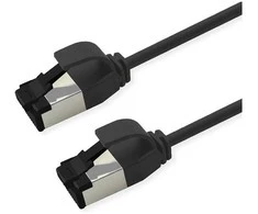ROLINE S/FTP Patchkabel Kat.8.1, Slim, PoE, juodas, 2m