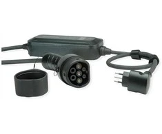 ROLINE Tragbares E-Auto Ladegert, CEI23-50 (IT, Typ-L) &amp; Typ2 Stecker, 1-phasig, Mode 2, 16 A, 3,6 kW, 7,5 m