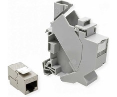 ROLINE Tragschienenadapter fr Keystone Module, inkl. Cat.6A Keystone, geschirmt, 45