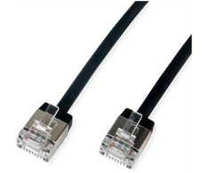 ROLINE U/FTP DataCenter Patchkabel Cat.6A (Class EA), LSOH, slim, extra kurzer Stecker, juodas, 1,5 m