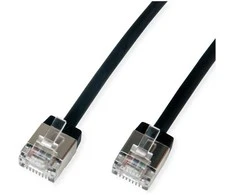 ROLINE U/FTP DataCenter Patchkabel Cat.6A (Class EA), LSOH, slim, extra kurzer Stecker, juodas, 3 m