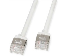 ROLINE U/FTP DataCenter Patchkabel Cat.6A (Class EA), LSOH, slim, extra kurzer Stecker, wei, 2 m