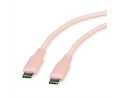 ROLINE USB 2.0 Kabelis, Typ C-C, ST/ST, Silikon, 60W, pink, 1 m