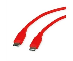 ROLINE USB 2.0 Kabelis, Typ C-C, ST/ST, Silikon, 60W, raudona, 1 m