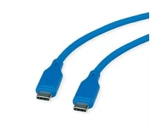 ROLINE USB 2.0 Kabelis, Typ C-C, ST/ST, Silikon, 60W, blau, 1 m