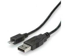 USB kabelis Roline USB-A - mikroUSB 0,8 m juodasis (11.02.8754)