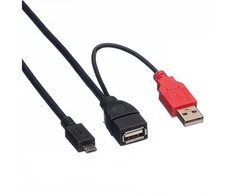 ROLINE USB 2.0 Y-Kabelis 2x Typ A ST / BU - Micro B ST 1m