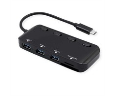 HUB USB Roline Koncentrator USB 3.2 Gen 1, potrójny, kabelis połączeniowy typu C