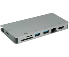 HUB USB Roline Doko stotelė USB typu C, HDMI 4K, VGA, 2x USB 3.2 Gen 1, LAN, PD, czytnik kart