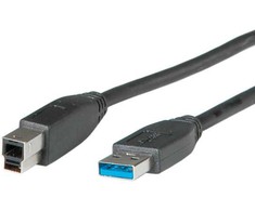 ROLINE USB 3.0 kabelis, A tipo M - B tipo M 0,8 m, 0,8 m, USB A, USB B, USB 3.2 Gen 1 (3.1 Gen 1), kištukas/kištukas, juodas