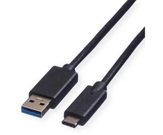 USB kabelis Roline USB-A - USB-C 0,5 m juodas (11.44.9010)