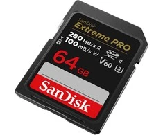 Atminties kortelė SanDisk SDXC 64GB Extreme Pro 280/100 MB/s V60 UHS-II