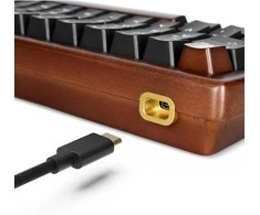 Sharkoon SKILLER SGK50 S4 Gen2 Wood PBT, Gaming-klaviatūra - holz/juodas, DE-išdėstymas, Gateron G Pro 3.0 Geltona