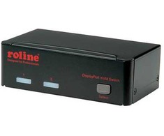 Sonstige ROLINE KVM jungiklis, 1 vartotojas – 2 kompiuteriai, DisplayPort, su USB šakotuvu, 1920 x 1200 pikselių, juodas