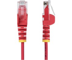 „StarTech.com“ 2,5 m raudonas plonas CAT6 Ethernet kabelis, be kabliuko, 28AWG, LSZH - Patch kabelis - RJ-45 (M) į RJ-45 (M) - 2,5 m - 3,6 mm - UTP - CAT 5/5e/6 - IEEE 802.3bt - be halogenų, be kabliuko - raudonas
