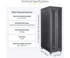 Spinta StarTech StarTech RK4236BKB stojak 42U Stojak wolnostojący Juodas