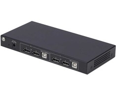 Przełącznik StarTech StarTech.com 2-Port Dual-Monitorius DisplayPort KVM Switch with Dual View Video Matrix, 4K 60Hz, 4x USB Hub Ports, Hotkey Switching, DP 1.2 Matrix KVM, TAA Compliant, 3840 x 2160 pikselių, 4K Ultra HD, 36 W, Juodas