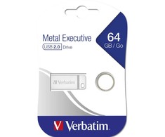Verbatim Pendrive 64GB USB-A 2.0 Metal Executive sidabro spalvos 98750