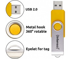 Mėlyna Intenso Office Line Multipack 64 GB, USB-Stick - 5 USB-A 3.2 USB-Sticks in yellow, žalias, juodas, mėlynas + oranžinis