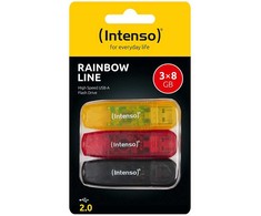 Intenso Rainbow Line 8GB USB atmintinė 2.0 Multipack x3 vnt.