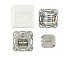 Synergy21 Dosen TP,UP, 2-fach, CAT6A, 500Mhz, Reinweiss, LSA, , waagrechter hinterer Kabeleingang