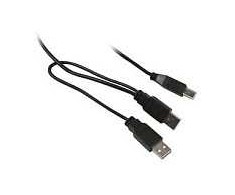 Synergy21 Kabelis USB, A(St)2x => B(St), 1,0m, USB2.0, juodas,