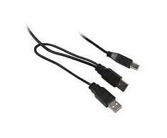 Synergy21 Kabelis USB, A(St)2x => B(St), 1,0m, USB2.0, juodas,