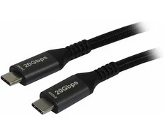 Synergy21 Kabelis USB, C(St) => C(St), 3,0m, USB3.2, juodas(Textil), 20G/5A, 240W, Gen 2x2, E-Marker Chip,