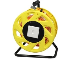 Synergy21 Kabeltrommel, CAT6A, 50m, CAT7A Rohkabel S-STP(S/FTP), mit 2x Buchsen RJ45(CAT6A), LSZH,