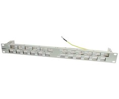 Synergy21 Keystone, Modulträger, 19Patchpanel für 24xTP-Modul, 1HE(t 96mm) 45Grad Schrägauslass, Lichtgrau