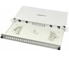 Synergy21 LWL-Patchpanel für 24xLC/LSH(E2000)-Duplex-Buchsen, 19/1HE, be Kupplungen, Lichtgrau
