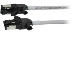 Synergy21 Patchkabel RJ45, CAT6A 500Mhz, 0,25m, grau, S/FTP, slimline rund d=4,5mm, TPE/LSZH(Superflex), AWG28, mit CAT7 Rohk., drehbarer Stecker,
