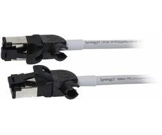 Synergy21 Patchkabel RJ45, CAT6A 500Mhz, 5m, grau, S/FTP, slimline rund d=4,5mm, TPE/LSZH(Superflex), AWG28, mit CAT7 Rohk., drehbarer Stecker,