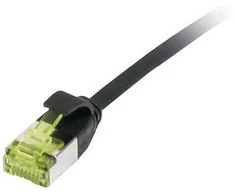 Synergy21 Patchkabel RJ45, CAT6A 500Mhz, 0,15m, juodas, U/FTP, slimline rund d=3,8mm, TPE/LSZH(Superflex), AWG32, mit CAT7 Rohkabel,