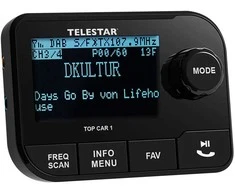 Automagnetola „Telestar TOP CAR 1 DAB+“ automobilinis adapteris, „Bluetooth“, FM siųstuvas, „Micro SD“, juodas